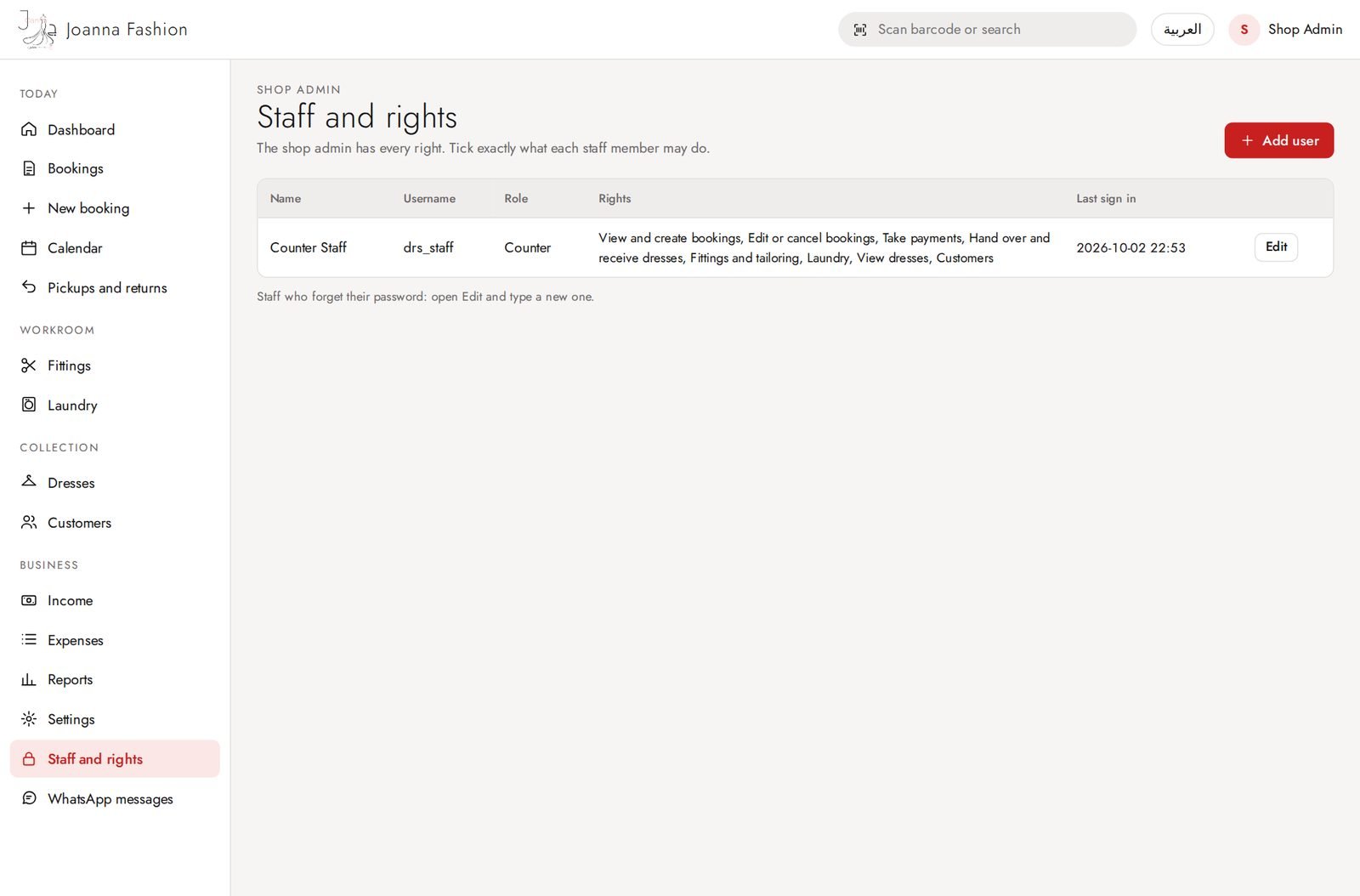 Staff and rights